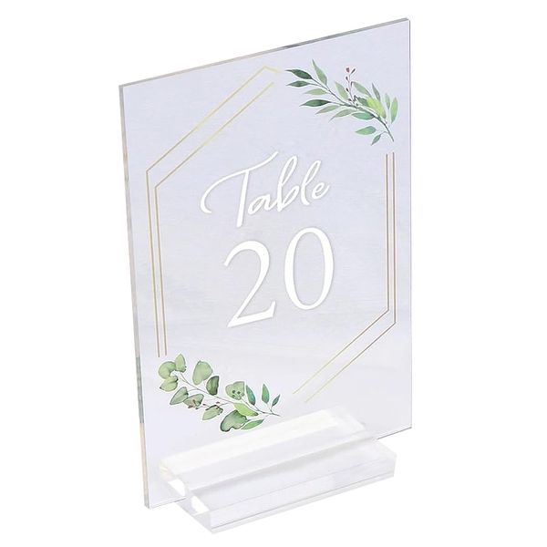 Gold Geometric Leaf Acrylic Table Numbers 1 - 20