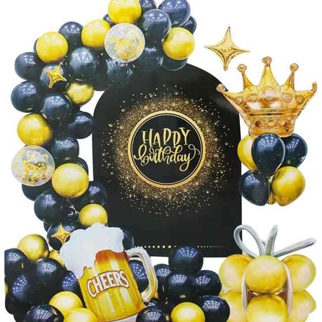 Luxury Black Crown Theme Birthday Party Decorations Kit 0357 - 72 Pieces Image