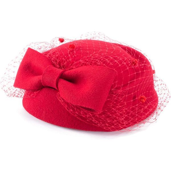 Fascinator Wedding Hat with Veil Vintage Bow Red Shop Today. Get it