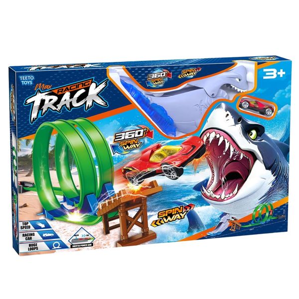 Shark Loop Catapult Track Car Set - 360 Racing Toy for Boys