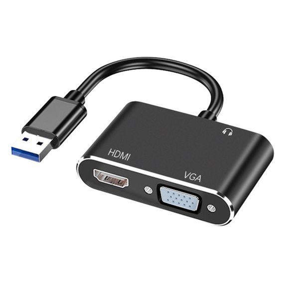 TUFF-LUV USB 3.0 to HDMI+VGA/Audio - Adaptor - Black