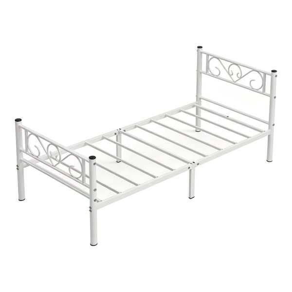 JIAGENG Single Metal Bed Frame 6-Leg with Headboard,Space Saving Design