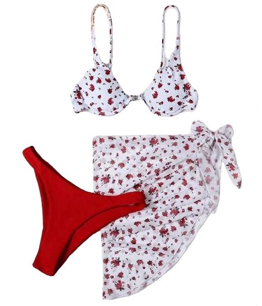 Lady's Fashion Bikini Set - White/Red