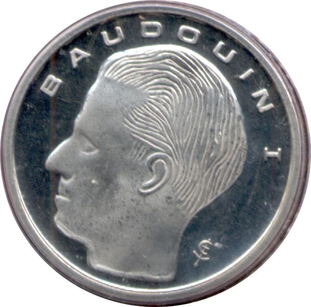 1990 Belgium 1 Franc King Baudouin I French text