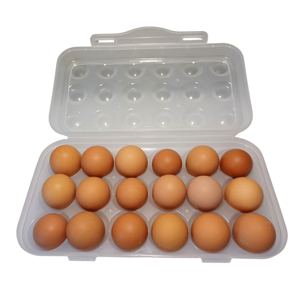 18-Egg Stackable Storage Box with Lid - Transparent, Portable