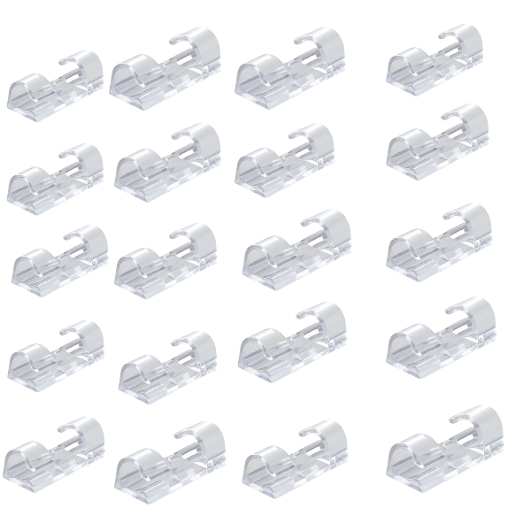 20Pcs Universal Plastic Cable Fixing Clips - Transparent