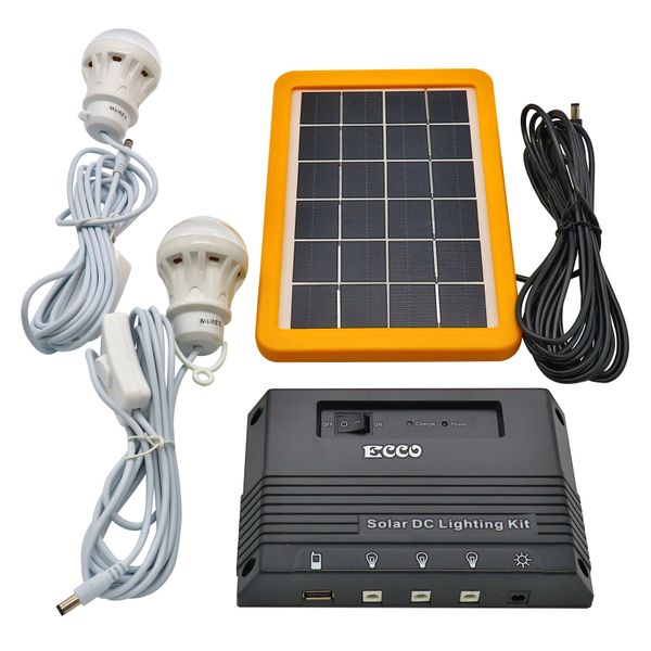 ECCO 10w Solar Lighting Kit / 5V USB Output / 2 LED Lights - SHS1203