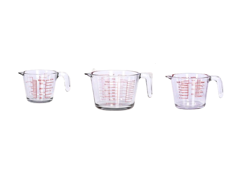 Set Of 3 Glass Measuring Jug