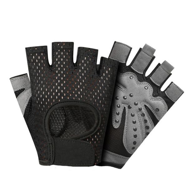 2Pcs Half Finger Cycling Gloves Anti Slip Polyester Black Size S