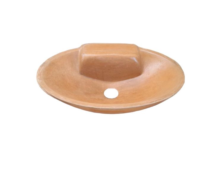 Burnt Orange Concrete Oval Basin 50 x 38 x 13cm