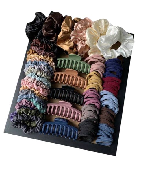 131 Pieces Hair Clips &amp; Ties, No Break Elastic Ponytail Holder, Morandi Color