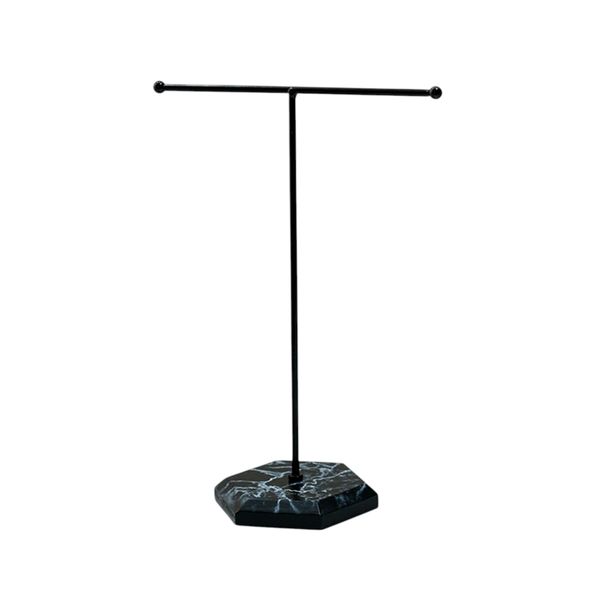 T-Shaped Jewelry Stand Organizer With Marble Base