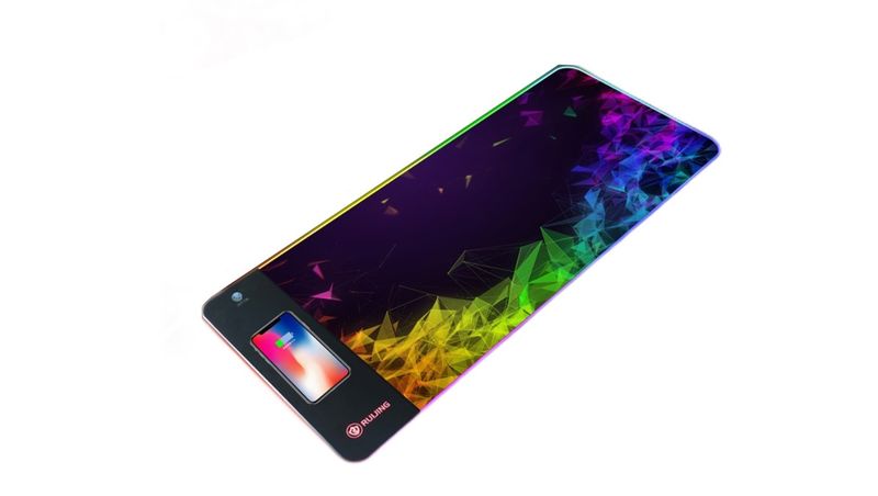 Wireless Charging Gaming Mouse Pad Large LED - Triangles