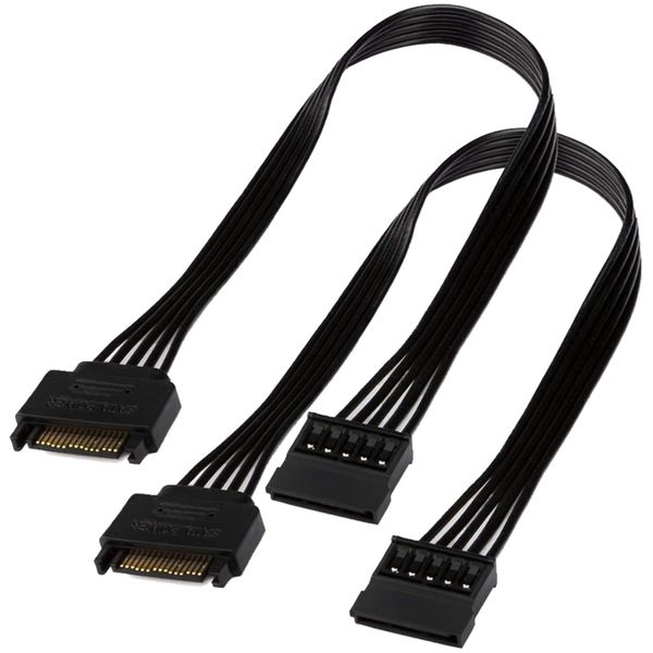 2PCS SATA Power Extension Cable, 15 Pin SATA Male to Female