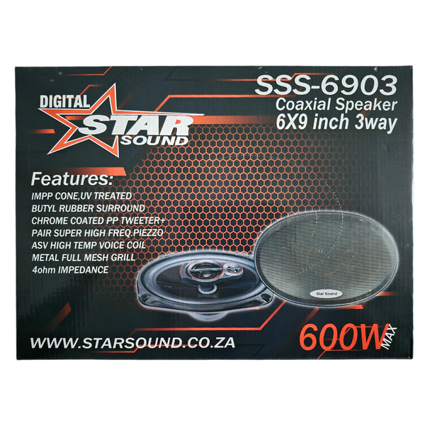 Star Sound SSS-6903 600W 3-way 6X9 Speakers
