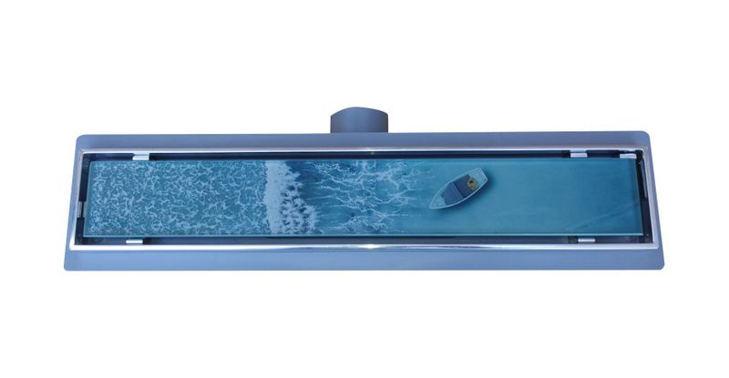 Linear Shower Drain - Blue sea Glass 426/103mm