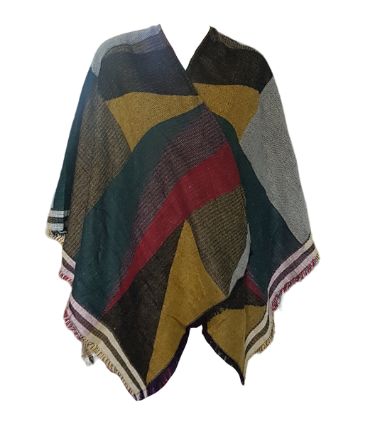 Poncho - Multi Earthy Colours - One Size