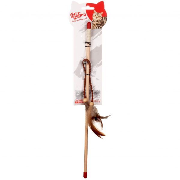 Natura Leather Fringed Cat Fishing Rod Toy
