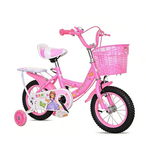 Kids Bike with Training Wheels, Doll Seat &amp; Basket