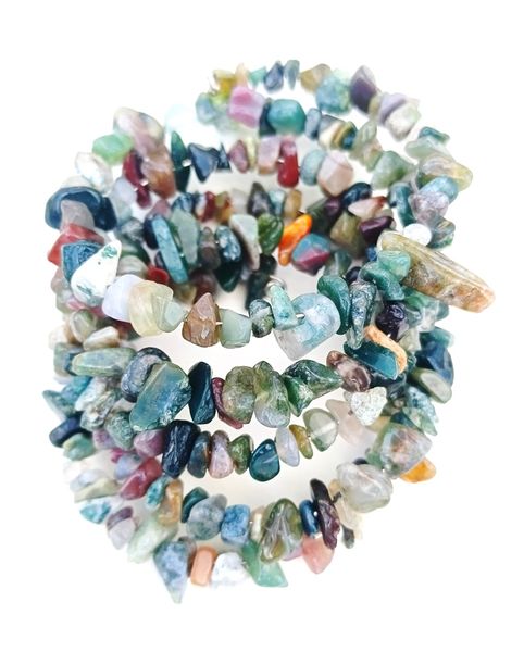 Natural Stone Crunched Stone Chips Wrap Bracelet - Pink/Orange Undertone