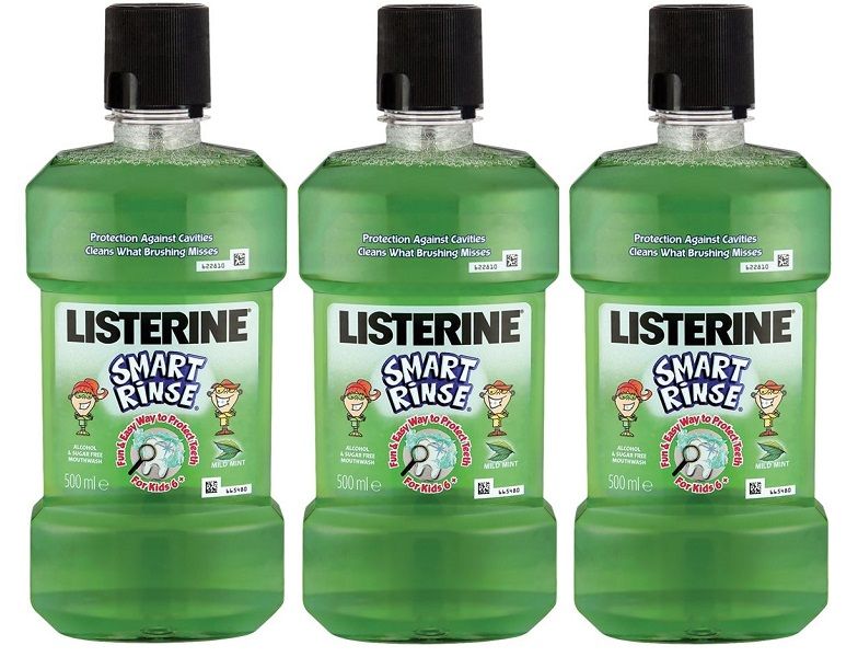 Listerine - Kids Smart Rinse Mouthwash Mild Mint (3 x 500ml)
