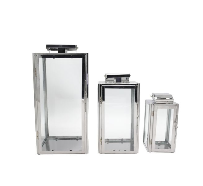 3 Piece Metal and Glass Lantern