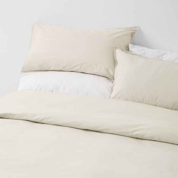 George &amp; Mason - 200TC Polycotton Percale Duvet Cover Set - Stone