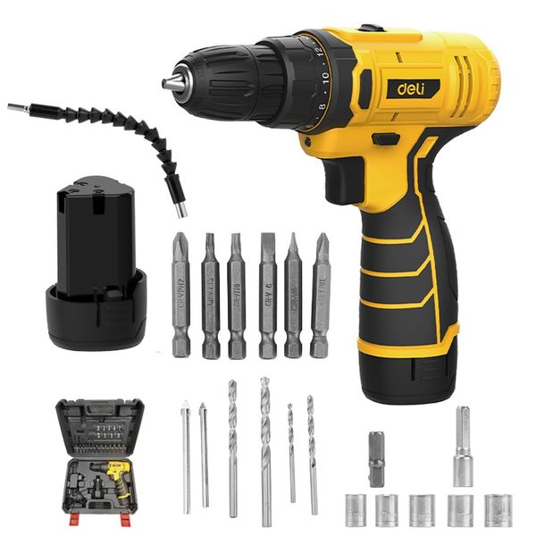 Deli Lithium-Ion Cordless Drill Set 12V 30NM 2.0Ahx1