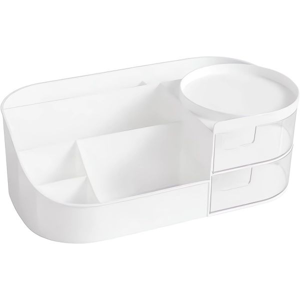 Makeup Brush Holder with 2 Drawers, Large Capacity Cosmetic Display Case