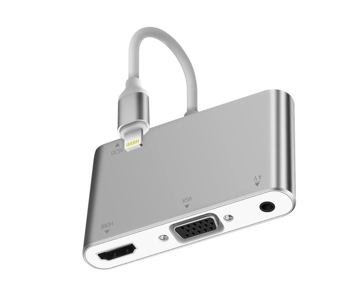 Lightning to HDMI-VGA &amp; Audio Full HD Converter 1080P (Silver)