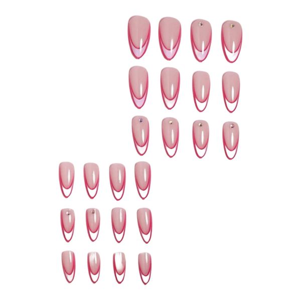 24pcs Long Sqaure 3D Rhinestone Decor Full Cover False Nails / Press-on