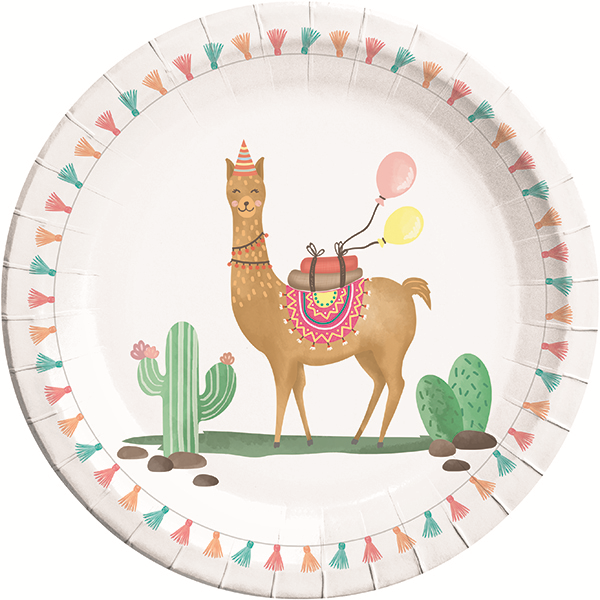 Generic Llama Large Paper Plates - 23cm