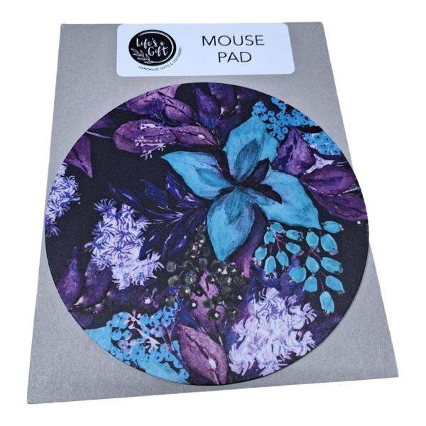 Mouse Pad - Purple &amp; Blue Flowers