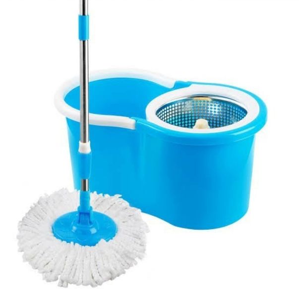 Rotating 360-Degrees Magic Spin Mop And Plastic Bucket Set - Blue