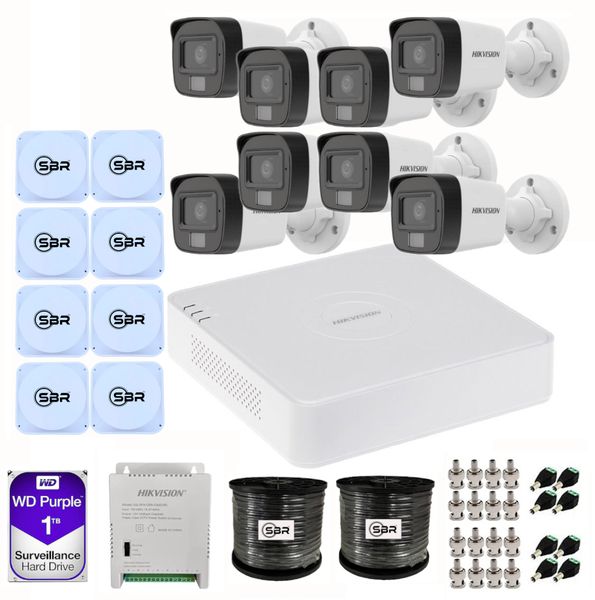 Hikvision 8 Channel Smart Hybrid Light Kit - 1TB - New SBR Bundle