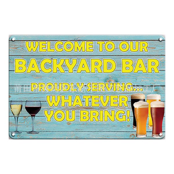 Decor Vintage Signs Tin Metal Retro Backyard Bar
