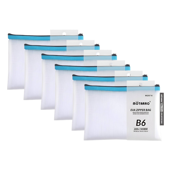 Motarro B6 Zipper Bags - Document File &amp; Stationery Storage Pouch (6 Pack)