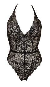 Women Teddy Lace Bodysuit Lingerie Sexy Deep V Halter One Piece ...