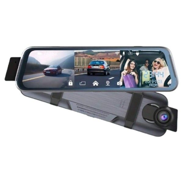 Advanced HD Trio Lens Rear &amp; Front Dash Cam With 9.66" Touch Screen - Black