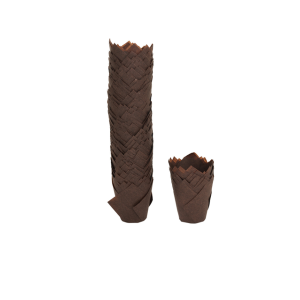 Brown Tulip Cupcake Cups/Muffin Liners for Events &amp; Coffee Shops - 25 Pack