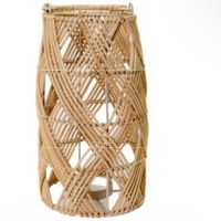 Brown Woven Round Brushed Candle Holder
