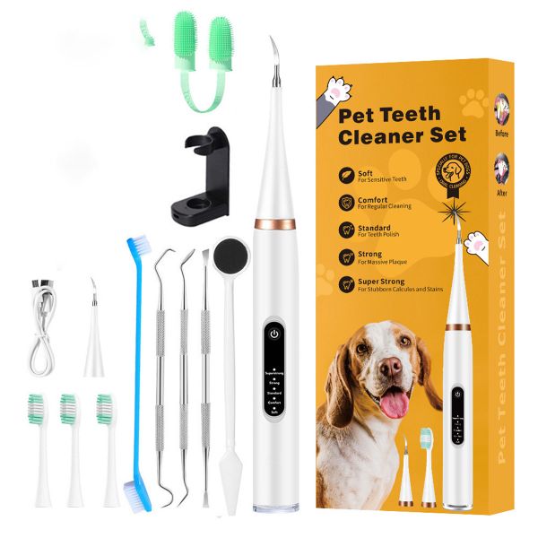 14-In-1 Pet Tooth Brushing Kit Dog Plaque Remover Pet Oral Care Kit White