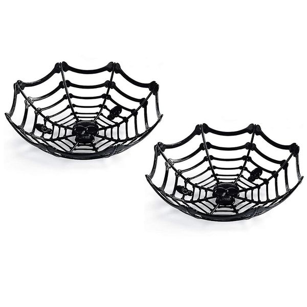 Halloween Snack &amp; Candy Party Bowls - Black Skull - Set of 2 - 27cmx8cm