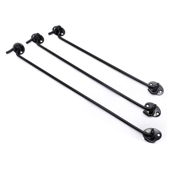 Home Security DIY Stainless Steel Hook &amp; Eye Latch Black Set Of 2