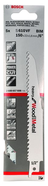 Reciprocating saw blade S 610 VF Heavy for Wood and Metal