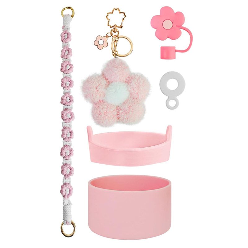 Cup Accessories Set Flower Shaped Keychain for Cup Tumbler - 6 Piece
