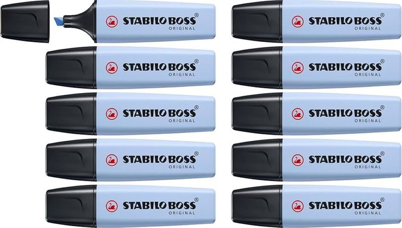 STABILO BOSS ORIGINAL Neon Highlighter Pack of 10 - Cloudy Blue