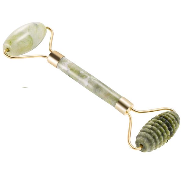 100% Jade Quartz Roller Dual Use - Ridged (Head, Neck &amp; Body) Round (Face)