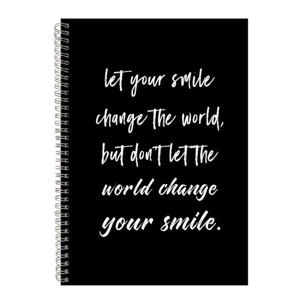 Smile A4 Notebook Spiral Lined Motivational Saying Graphic Notepad Gift 186