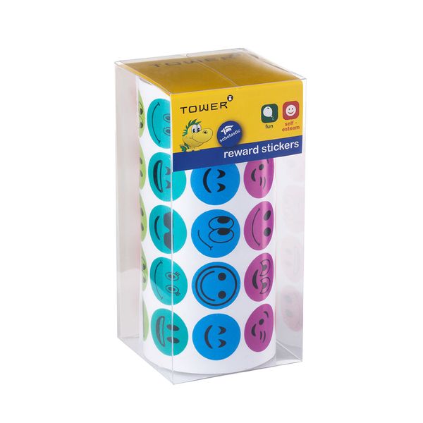 Tower - Assorted Faces Stickers 19mm (Roll of 1000)